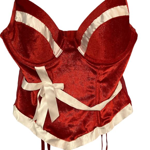 Secret Treasures Womens Sexy Red White Christmas Corset Lingerie Size Large - Picture 2 of 6